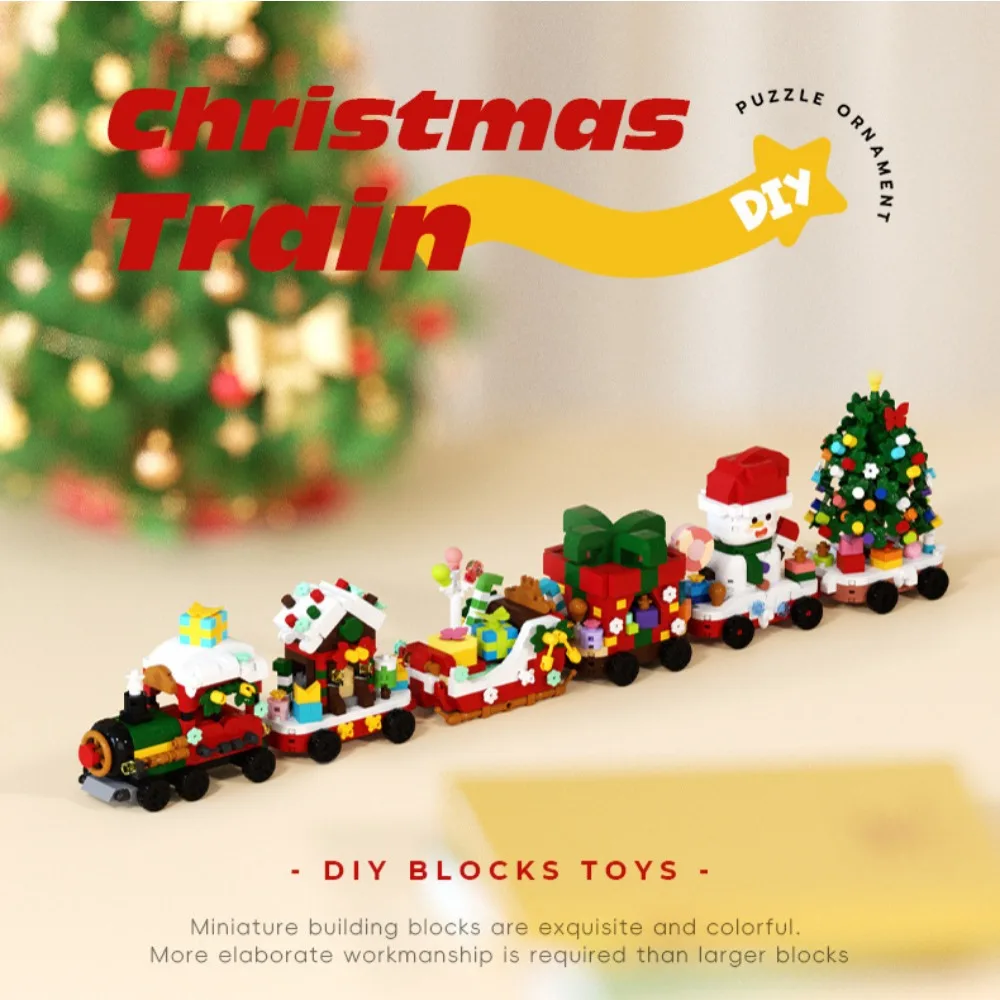 Figurines de Train, blocs de construction de maison de neige, jouet, périphériques, décoration de bureau, Collection, jouet, cadeau de noël, nouvelle collection 2025