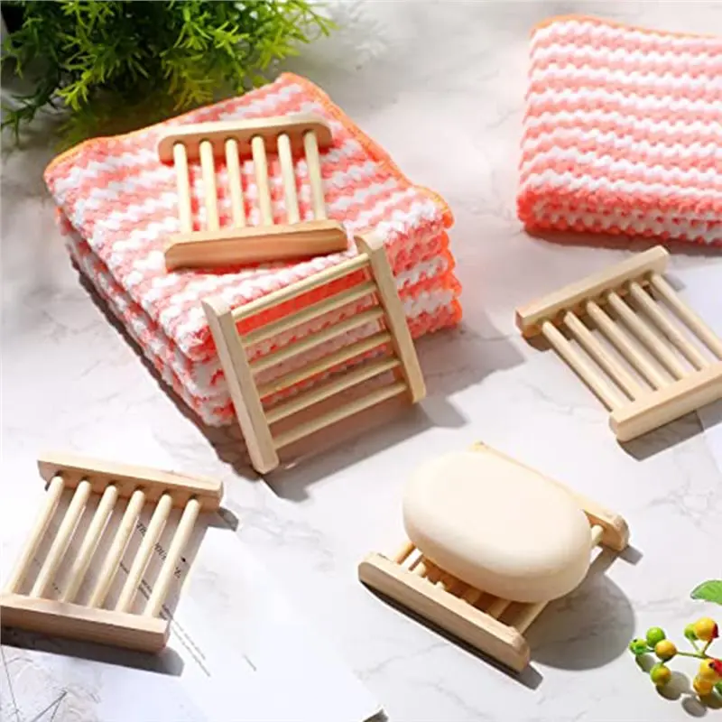 

2025 Hot Style 25 Pcs Bamboo Wood Soap Dish Simple Soap Drying Rack Soap Drying Rack Handcraft Tray