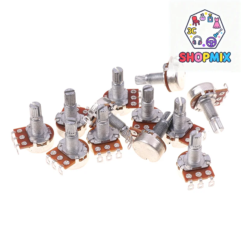 A500K B500K A250K B250K A50K B50K A25K B25K Potentiometer Splined Small Pot Electric Guitar Bass Effect Amp Tone Volume18mm