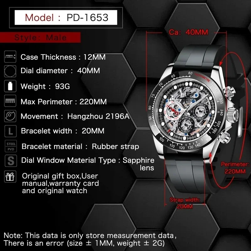 PAGANI DESIGN Men Automatic Watch,Rainbow Crystal Bezel,Skeleton Multi-Function Dial,Stainless Steel Bracelet Luminous Mechanica