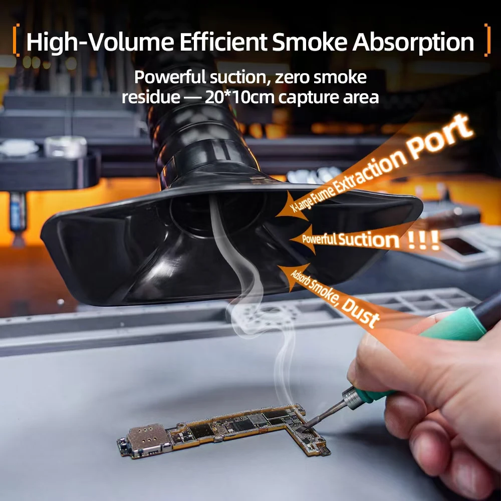 YCS MistClear Fume Extractor Air Purifier Brushless DC Fan Auto On/Off Smoke Absorber for Phone PCB Welding Smoke Removal Tool