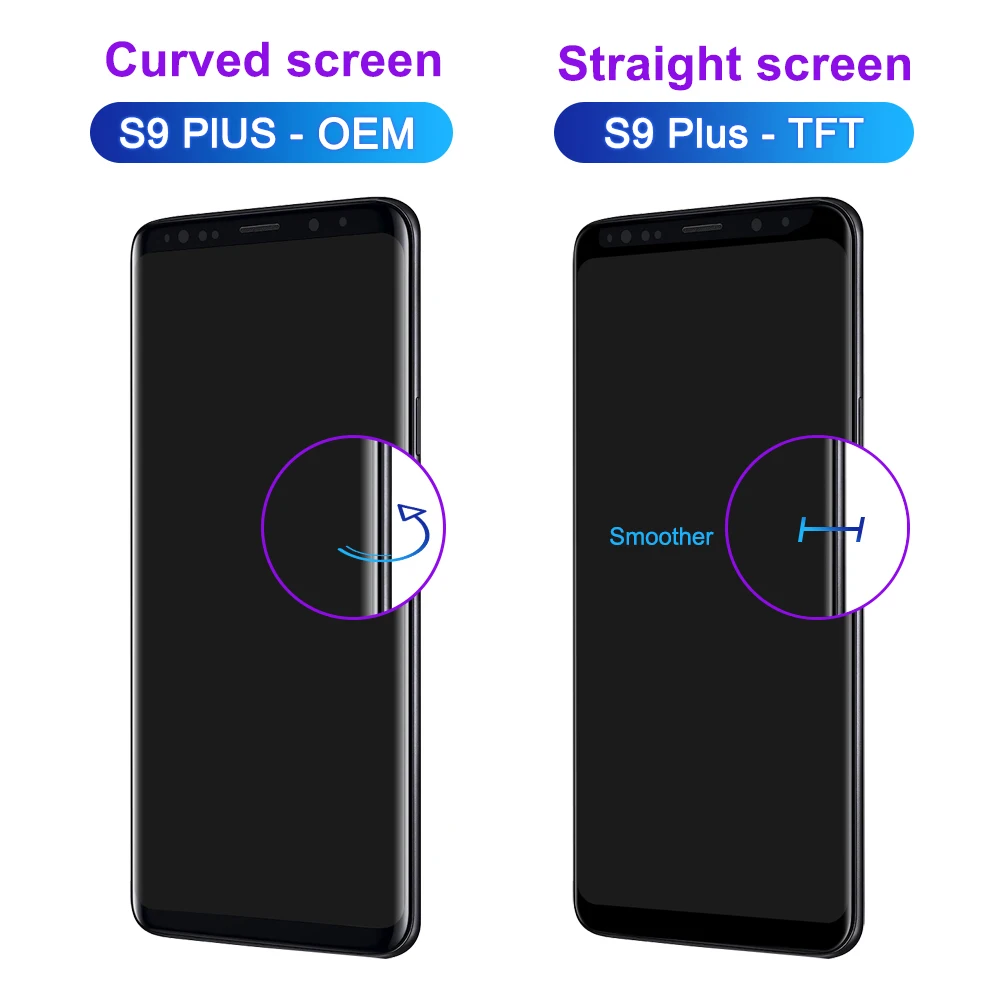 TFT S9 Plus Screen For Samsung Galaxy S9 Plus S9+ LCD Display G965 G965F Touch Screen Replacement Digitizer Assembly with Frame