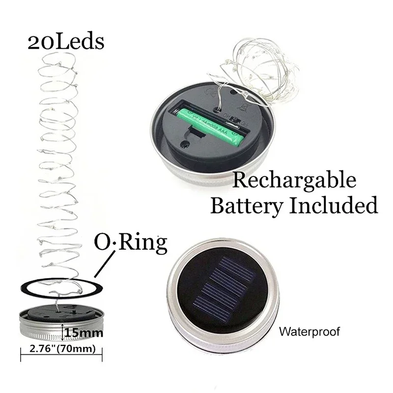 الطاقة الشمسية الزخرفية الجنية ضوء في الهواء الطلق مقاوم للماء التحكم في الضوء الطاقة الشمسية الزجاج غطاء الضوء الزخرفية الملحقات حبة مصباح للطاقة الشمسية #6