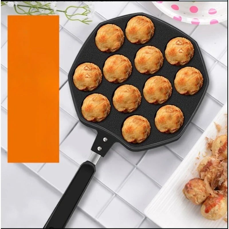 12 Cavities Aluminum Alloy Takoyaki Pan Takoyaki Maker Octopus Small Balls Baking Pan Home Cooking Tools Kitchenware Supplies