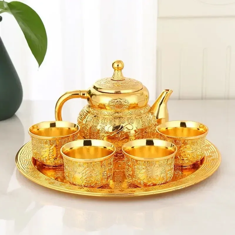 

High-grade Golden Baifu Tea Set Household Full of Table Kung Fu Cup Pot Small
