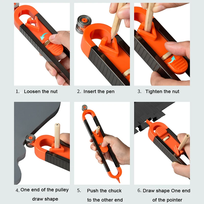 Precise Contour Gauge with Lock clips for skirting measuring shape gauges, multifunctional profile gauges, Dropshipping