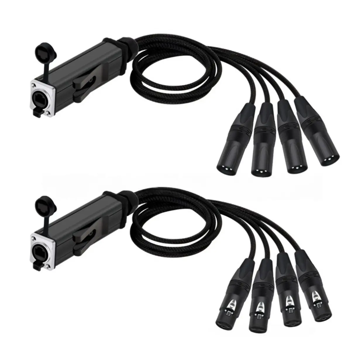 【Cable】 1Pair STP RJ45 Cat5/6 to 4 Channel XLR 3Pin Multi Network Extender for Live Stage Audio Lighting Audio Recording Studio