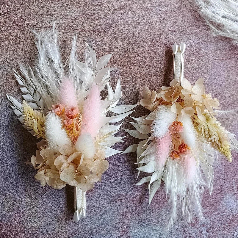 

Mini Dried Flower Boutonnieres for Bridesmaid Corsage Boho Rustic Wedding Groom and Groomsmen Dusty Pink Decoration