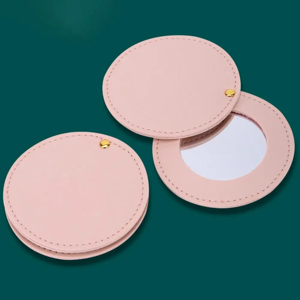 Round Leather Rotating Mirror 360 Degree Rotation No Deformation Round Beauty Mirror Mini Folding Pocket Mirror Desktop