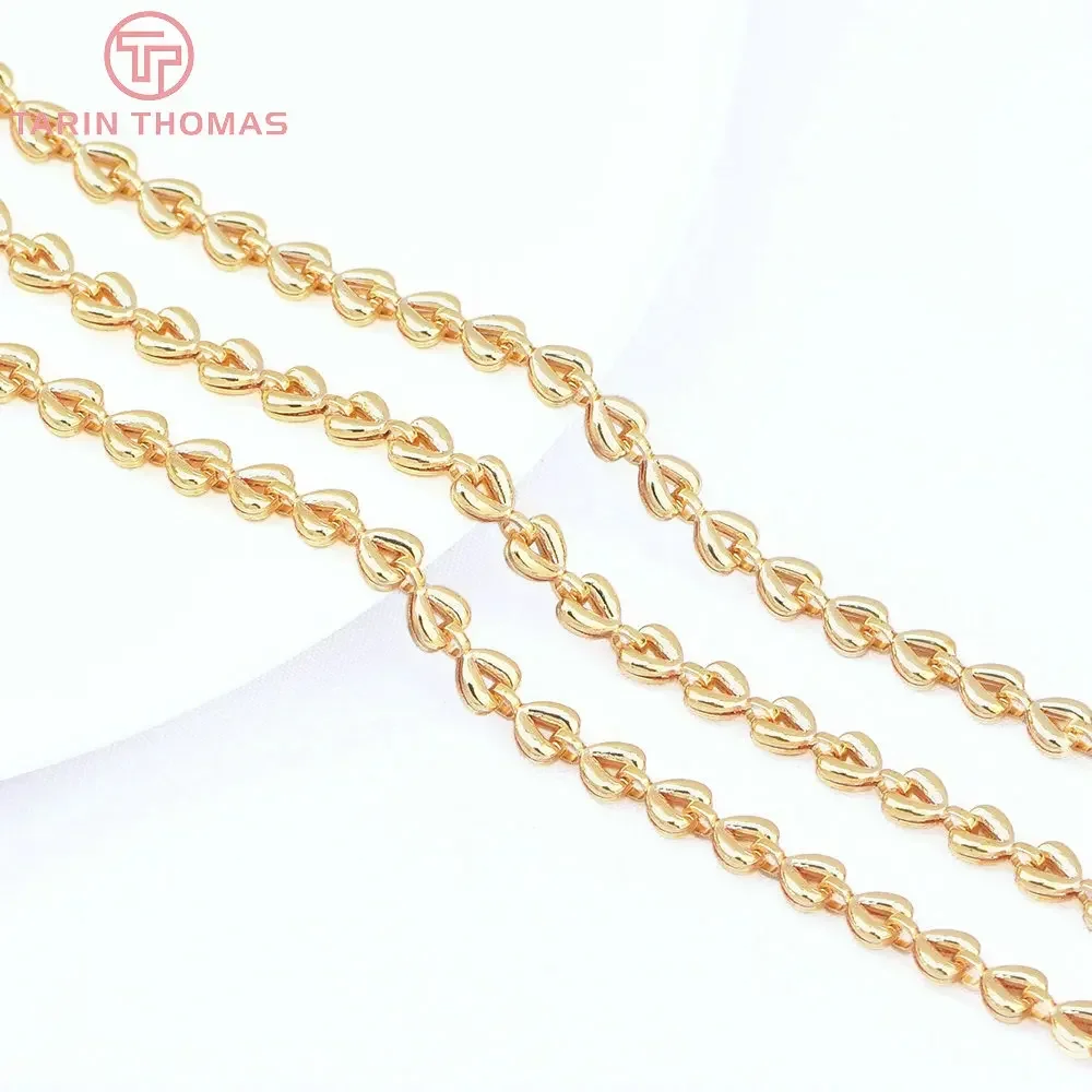 (8516) 1 Meter 4x5.5MM 24K Gold Color Brass Heart Shape Necklace Chains Bracelet Chains High Quality Diy Jewelry Accessories