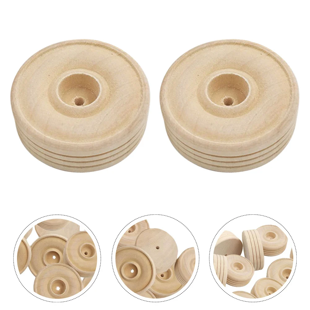 

30Pcs Wooden Small Wheels Round Car Accessories DIY Crafts Supplies Kids Building Parts for Handmade Projects Wood Wheels
