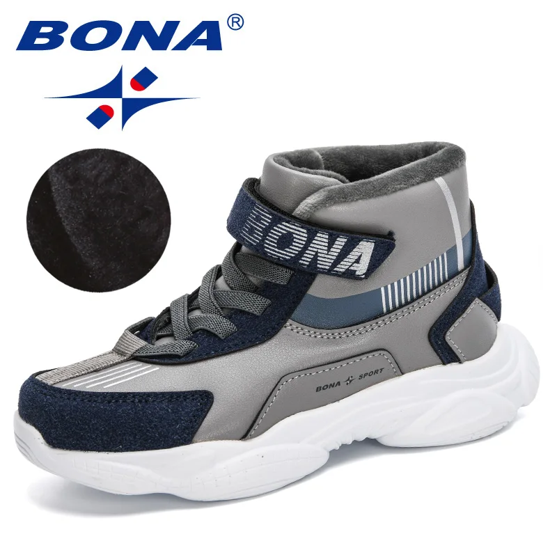 

BONA 2022 New Designers Trendy Snow Shoes Teenagers Children Hiking Shoes Walking Climbing Shoes Boy Winter Plush Footwear Girls