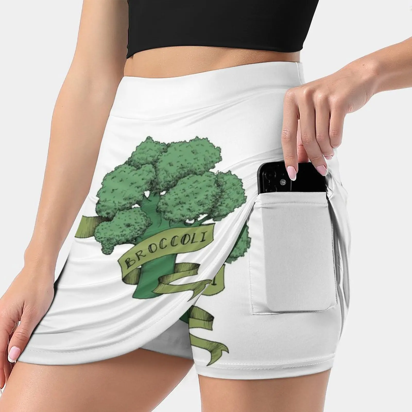 

Broc Women's skirt Aesthetic skirts New Fashion Short Skirts Broccoli Veggies Vegetarian Salad Healthy Green Plant Tattoo