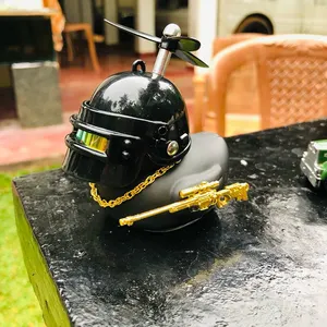 Rubber duck with helmet for interior decoration of the car, duck in the car, wind, engine accessories, yellow, automatic 9 Main Sales Patou - №3