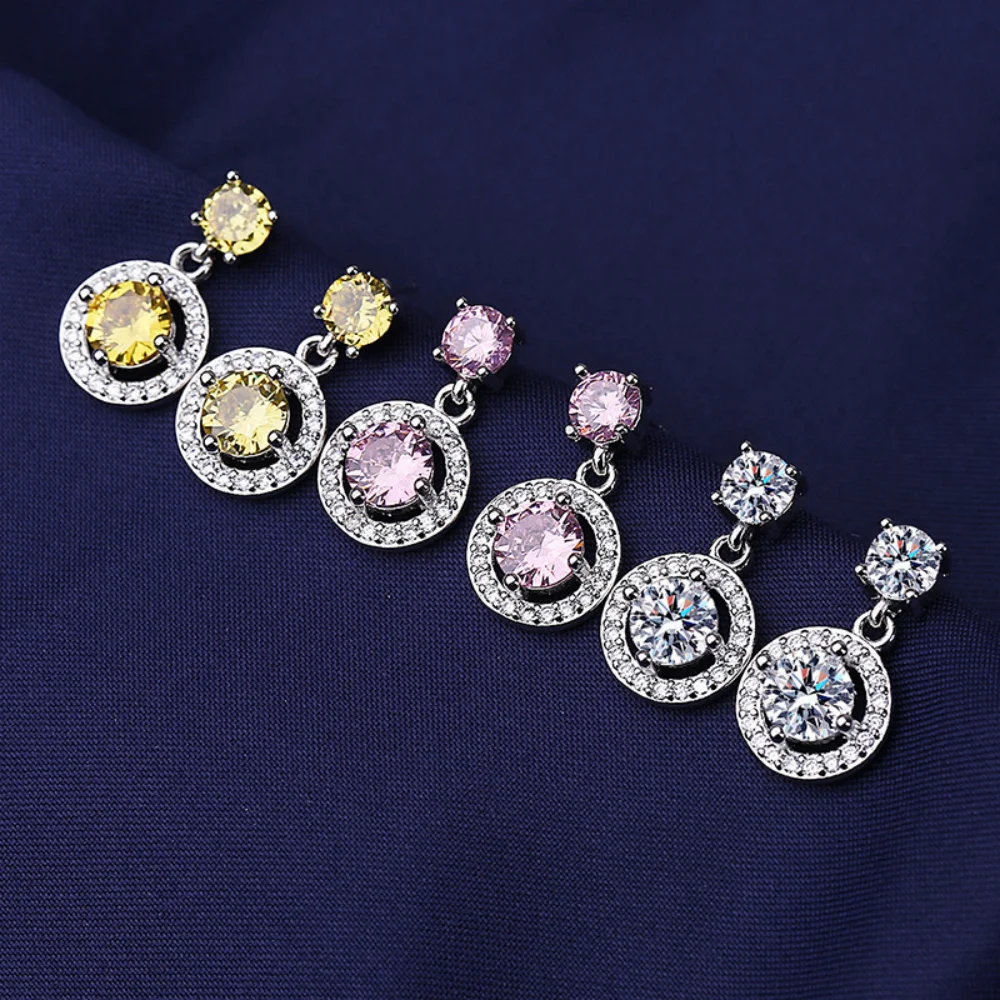 

Стерлингового серебра 925 пробы, стильные элегантные круглые женские серьги с цирконом, подарок на день рождения, свадьбу, ювелирные изделия