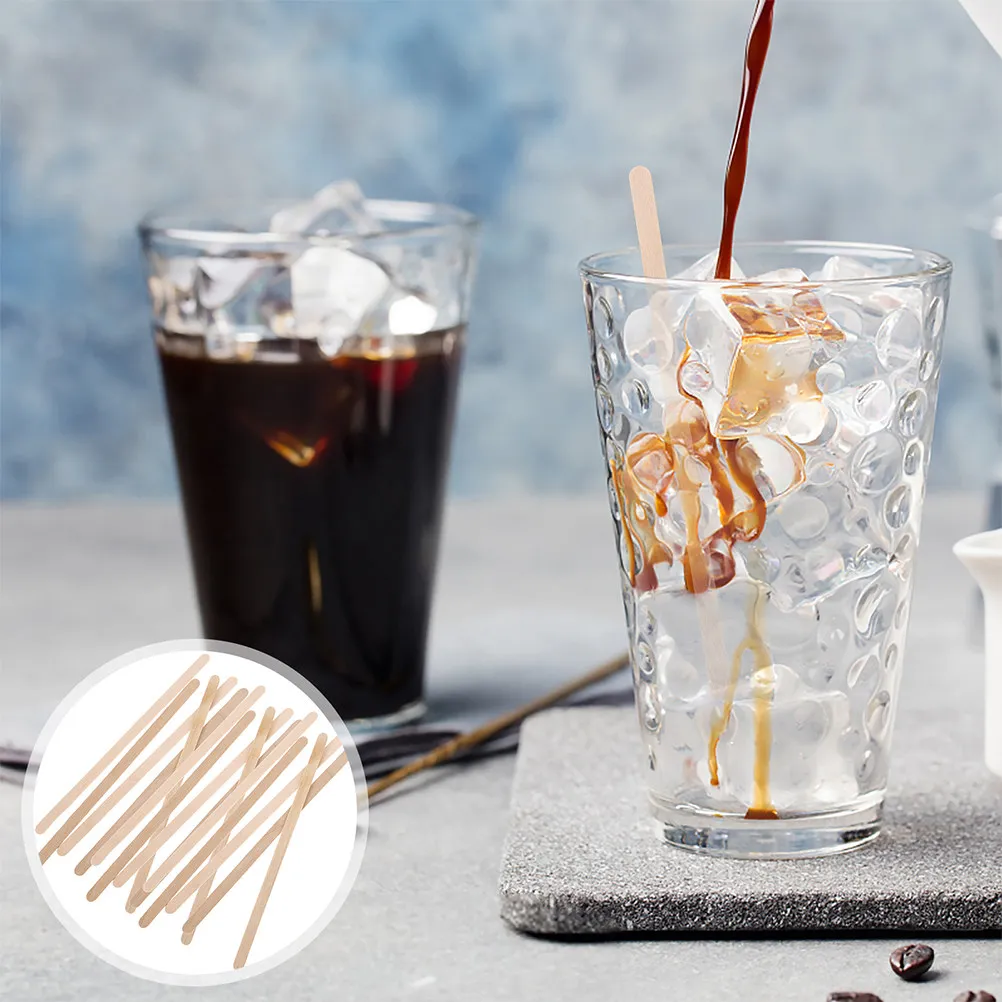 500Pcs Wooden Stir Sticks 14Cm Eco Friendly Beverage Stirrer for Coffee Tea Milk Juice Smoothies Craft Wax Applicator Swizzle