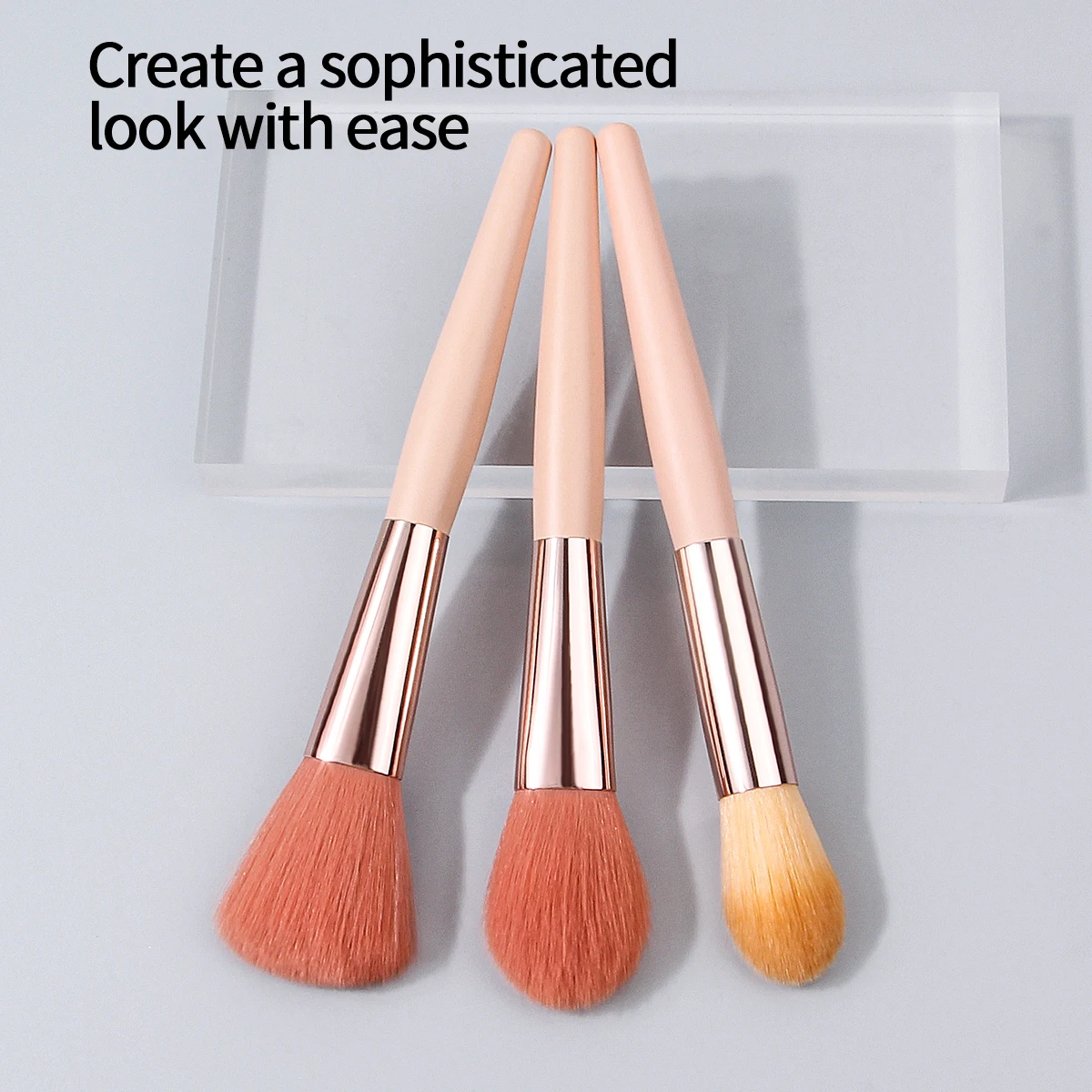 แปรงปัดแก้มขนนุ่มสำหรับผู้เริ่มต้น 3 ชิ้น, แปรงปัดแป้ง, แปรงเซ็ตติ้ง, แปรงแต่งหน้าอเนกประสงค์, อุปกรณ์แต่งหน้า