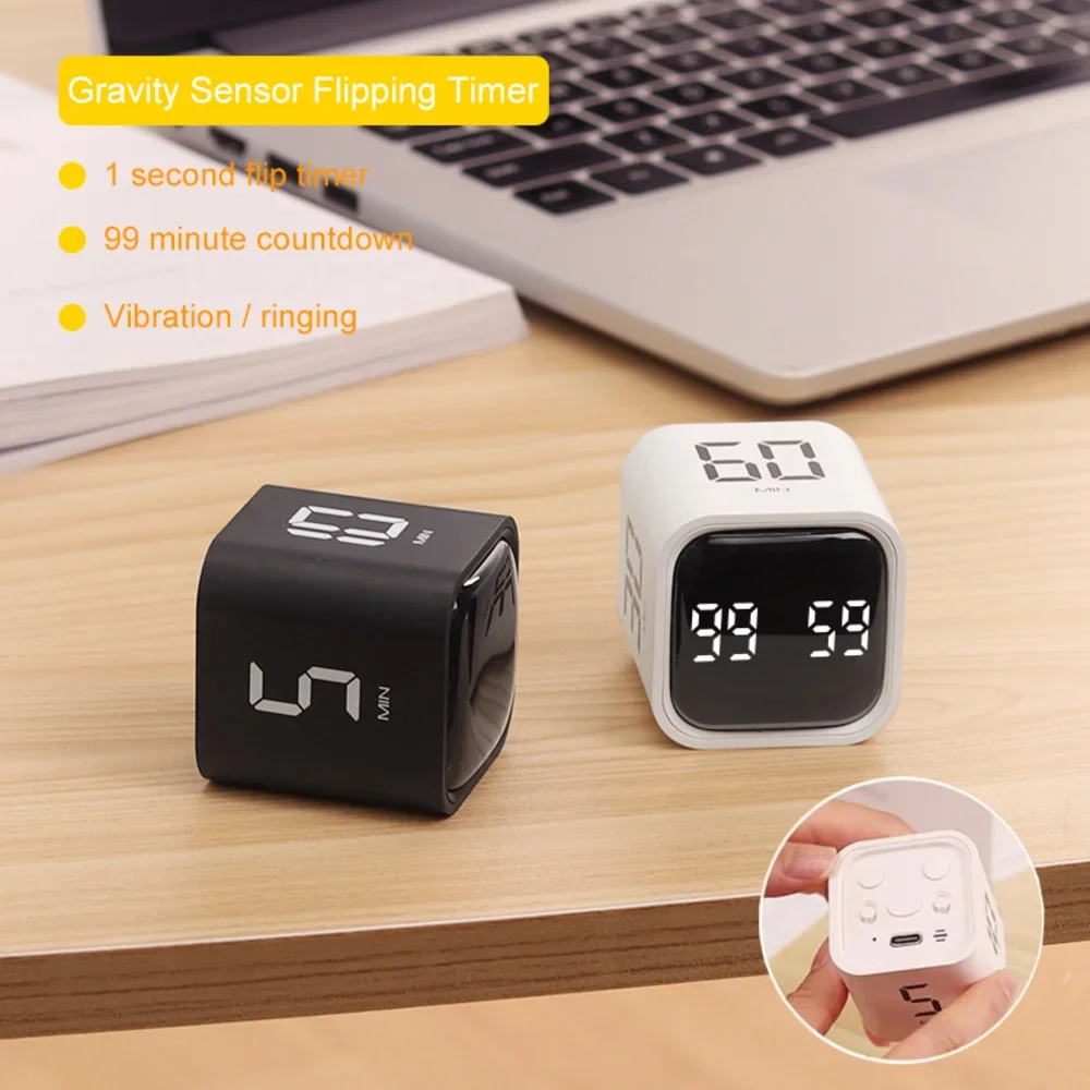 99 Minute Countdown Timer Cube Gravity Sensor Flipping Timer For Cooking Tasks Work Study Custom Timing Timer Digital for Kids