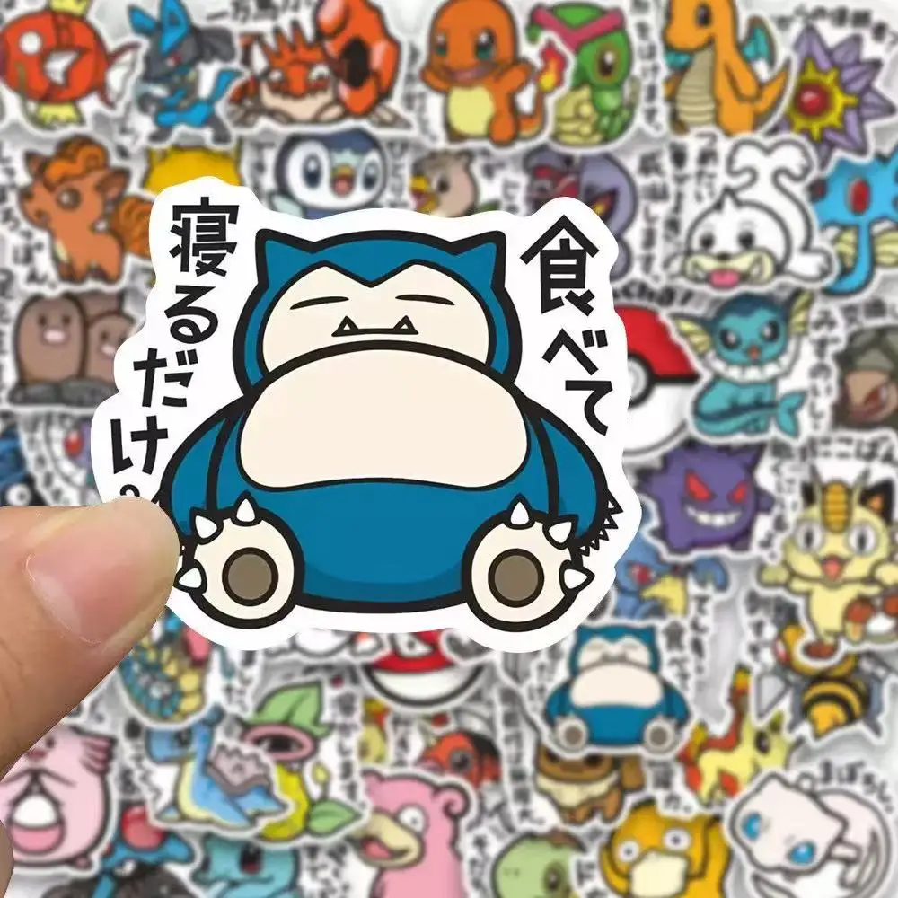 56 autocollants mignons Pokémon Anime Pikachu, décalcomanies décoratives pour ordinateur portable, autocollants graffiti, cadeau récompense, jouet pour enfant