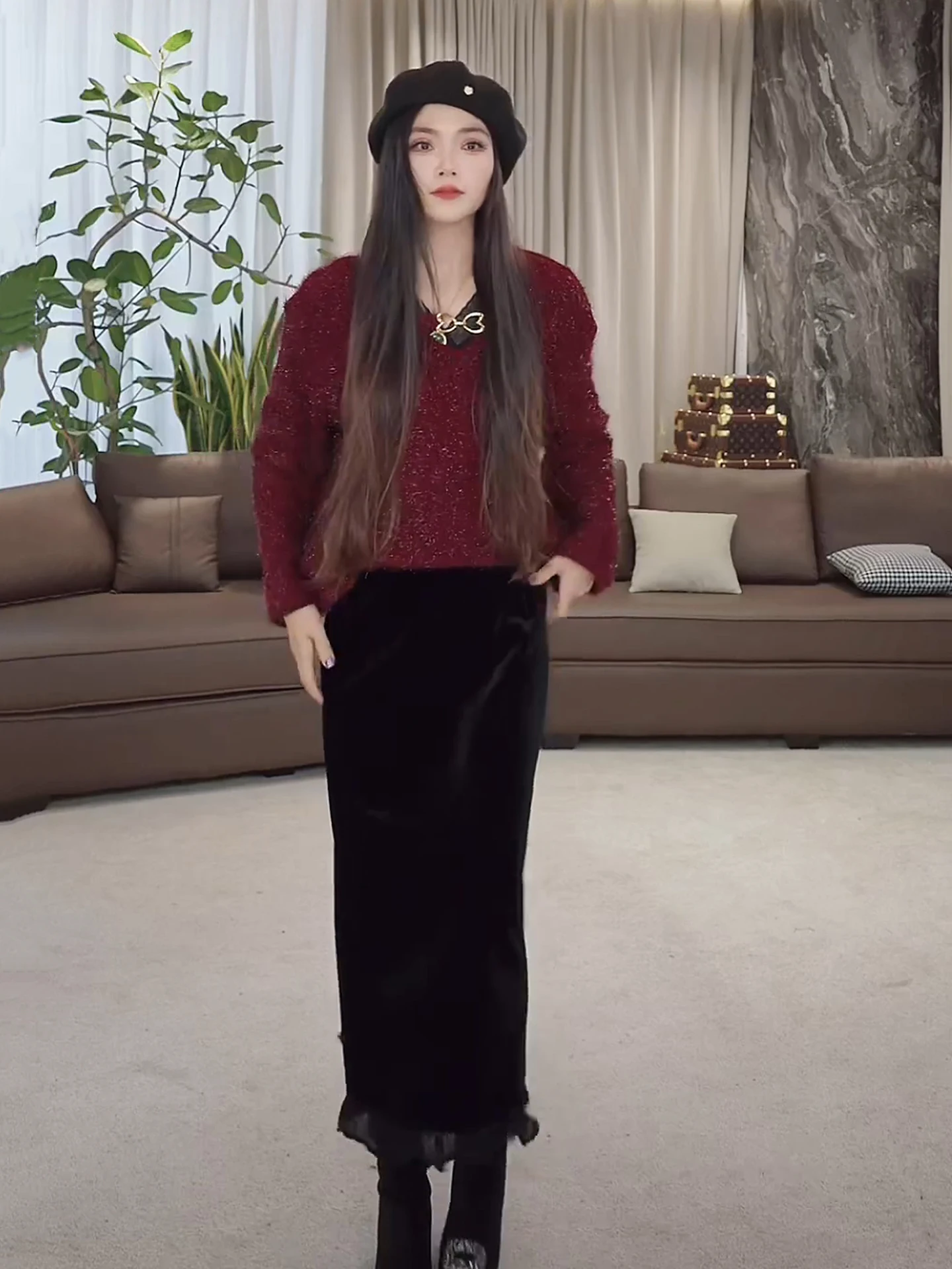 

Kanyu LA eila Ele Sle Fce Lined Hollow out Thiened Sparkling Knot Sweater Faionable Top for Women