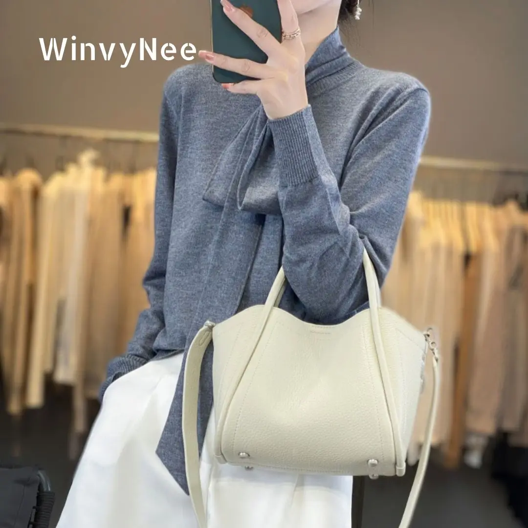 

WinvyNee Women's Spring String Collar Crew Neck Casual Top Fashion Unique Design Soft Elegant Daily Casual Blouse ZA1047037