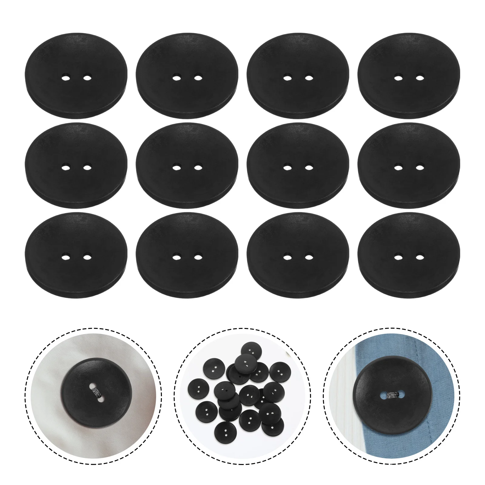 

20Pcs Round Wooden Buttons Fashionable Durable 2 Hole Sewing Craft Decorative Clothes Shirts Coats Headbands Wooden Buttons