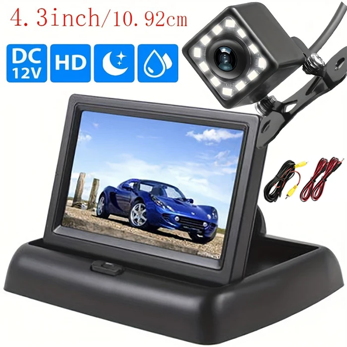 Rearview Camera System Featuring a 4.3-Inch Collapsible Display,with 12V Vehicles Including Cars, Pickups, Trucks, Suvs, And Rvs