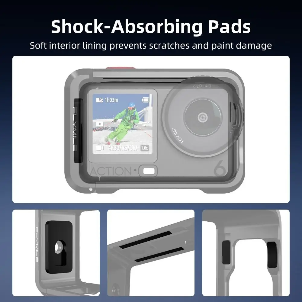 Защитный чехол из алюминиевого сплава, встроенный быстросъемный металлический каркас холодного башмака с крышкой объектива, рамка камеры для DJI Osmo Action 6