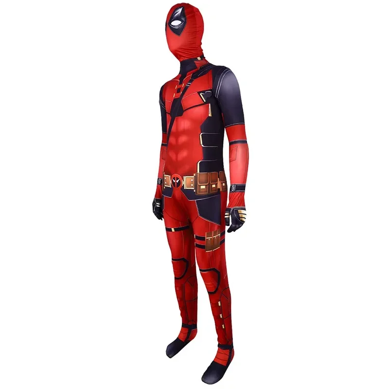 SN552 Piece Deadpool Wolverine Jumpsuit Red Men Women Cosplay Costume Superhero Headgear Performance Party Halloween Zentai@54WE