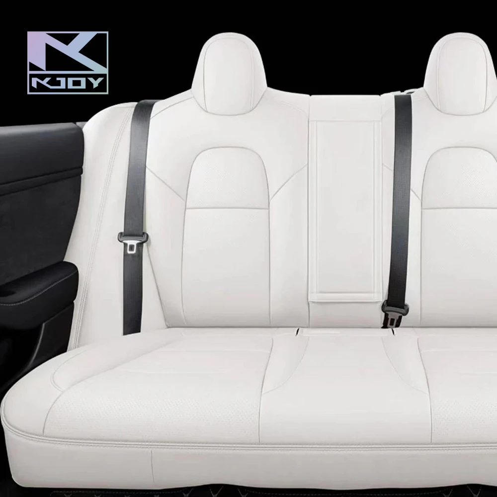 

White Universal Leather Seat Cover Set for Tesla Model 3/Y Four Season Car Seat Protection Interior Accessories