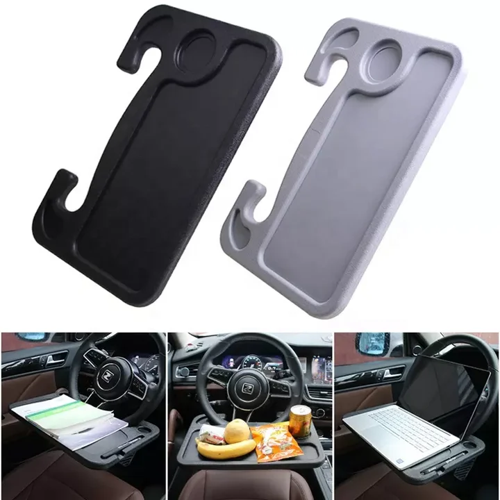 Car Laptop Tray Desk Laptop Work Desk Mount Portable Steering Wheel Table ABS Food Meal Tray Drink Cup Bracket Tables