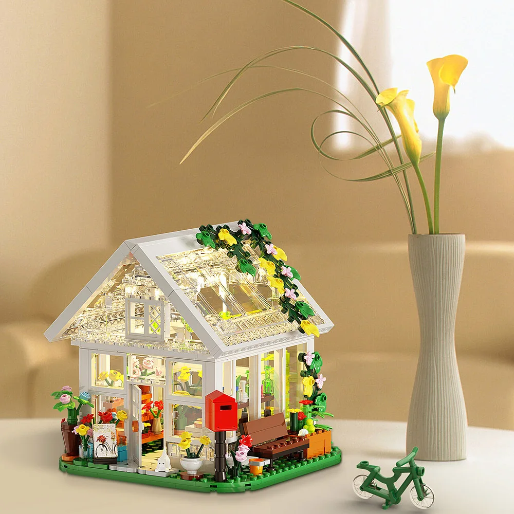 Flower House Building Set Compatible with Lego Flower Friends House Warmth Architecture Brick Model Toy Girls Valentine\'s Gift