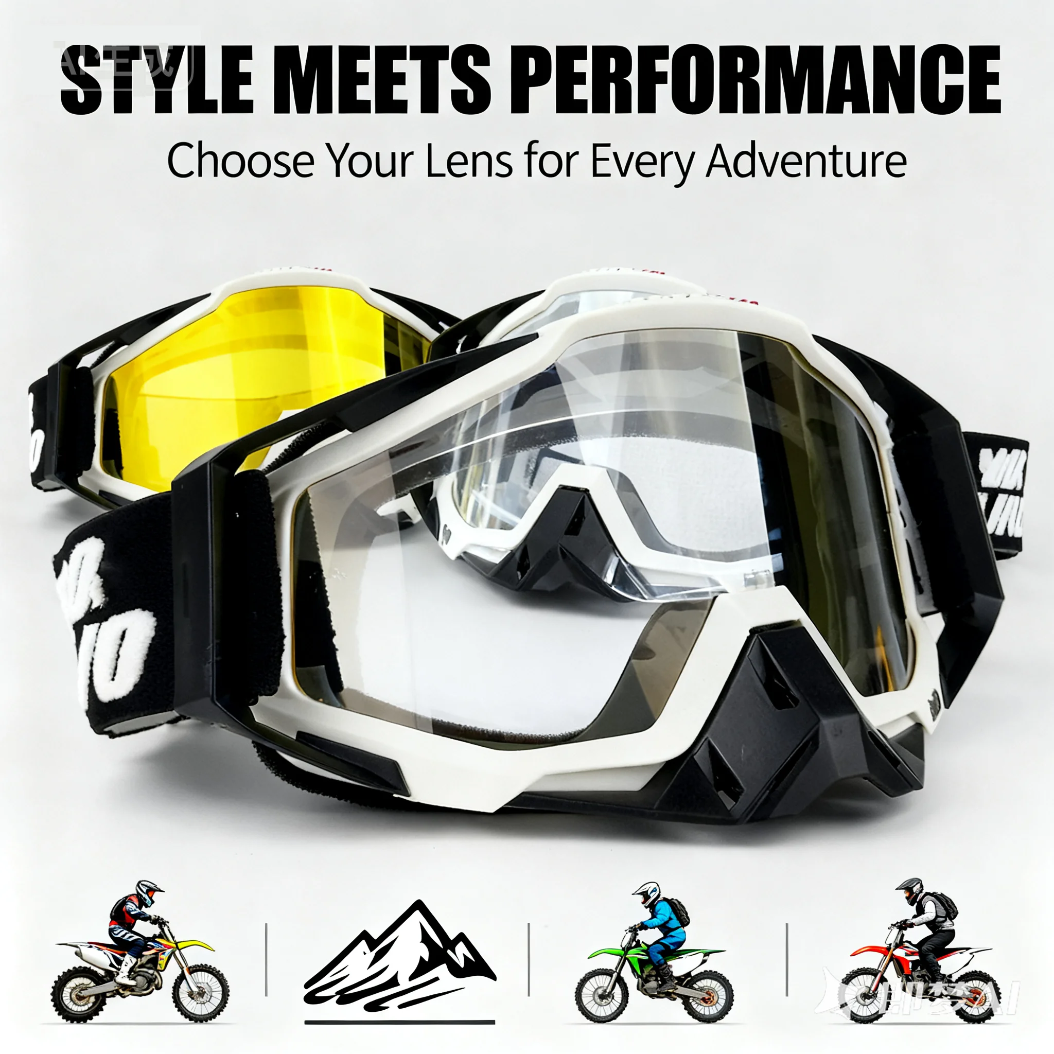 

Professional Motocross Goggles for Men & Women - Windproof Dustproof Anti-Fog Motorcycle Glasses fit for MX, ATV, Dirt Bike, MTB
