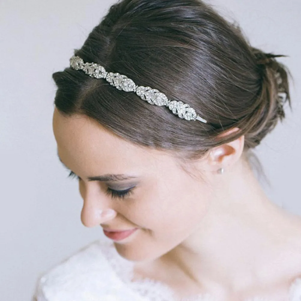 

Shiny Rhinestone Headband Bridal Crystal Hair Jewelry Delicate Wedding Headwear for Festival Holiday Fashion Show Photography