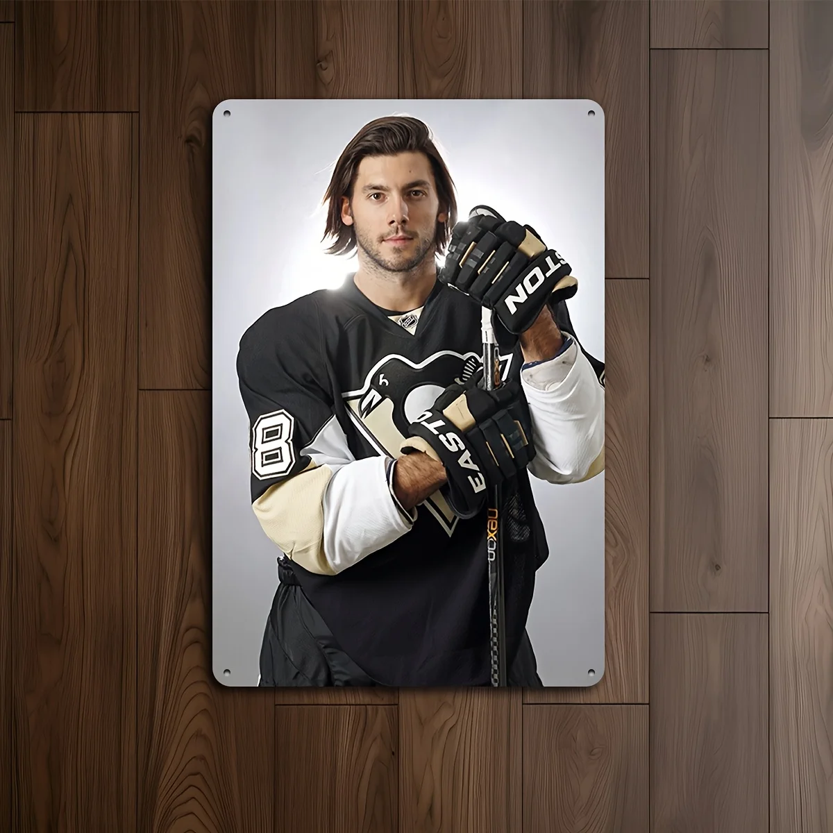 Hockey Player Metal Sign - Rustic Wall Decor for Man Cave, Bar, Home, Cafes, Office, Diner, Garage & Kitchen No Power or Batteri