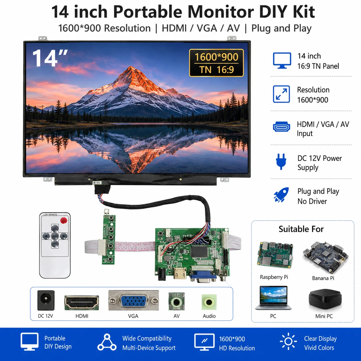 kit-de-carte-de-commande-de-moniteur-d'ecran-lcd-14-pouces-1600x900-compatible-hdmi-vga-av2-pour-banana-pi-raspberry-pi-pc