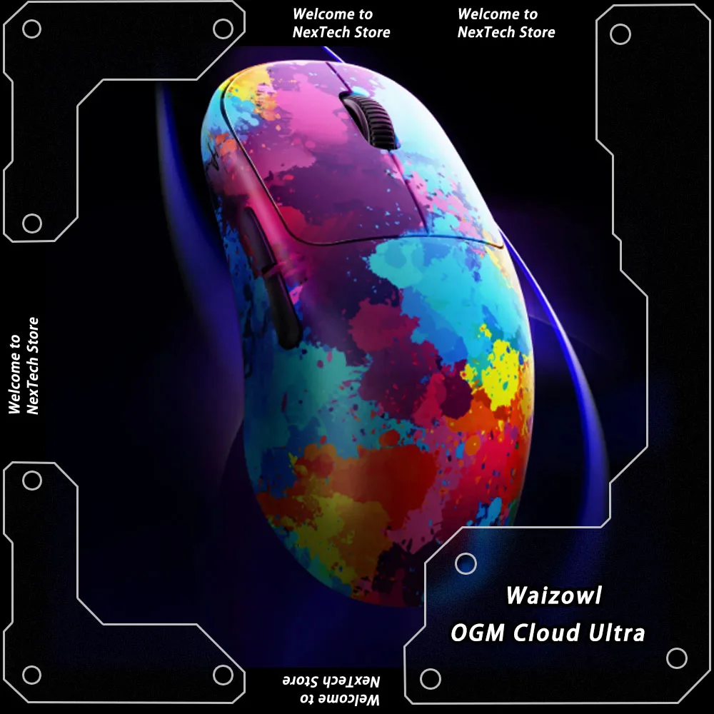 Waizowl OGM Cloud Ultra Mouse para jogos sem fio de três modos Surpass U UWB 30000DPI PAW3950 Sensor 8000Hz Mouse leve para esportes eletrônicos