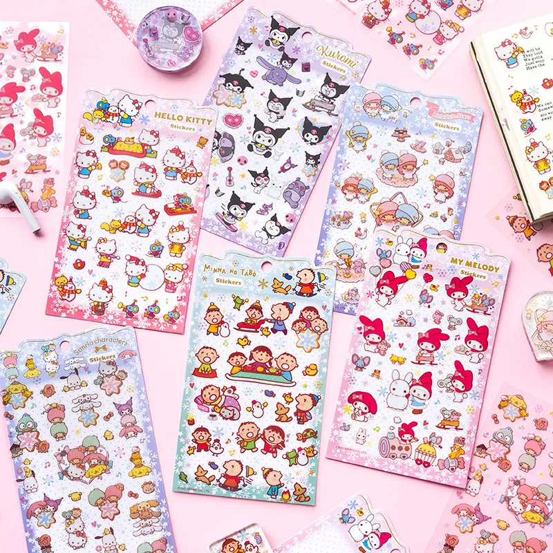 36pcs/lot Sanrio Melody Kuromi Stickers Cute Kitty Scrapbooking DIY Diary Decorative Sticker Album Stick Label