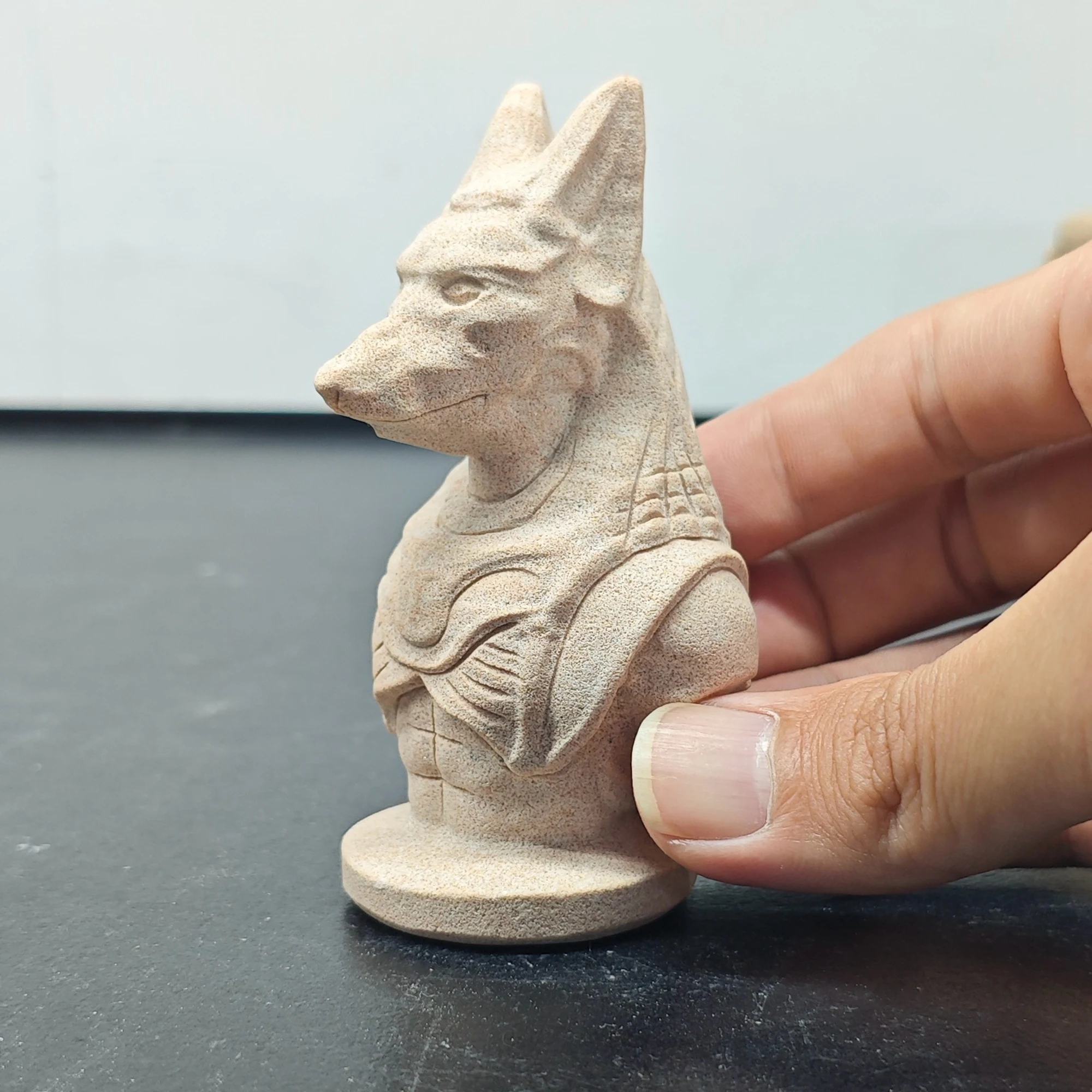 Natural Sandstone Anubis Bust Statue Ancient Egyptian Jackal God Figurine Home Desk Decor Aesthetic Mythology Art Collectible