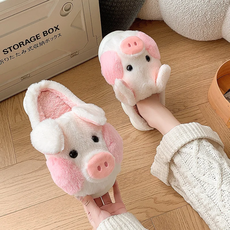 

Pig Cotton Slippers Women's Winter 2025 New Indoor Home Non-slip Couple Cute Warm Plush Slippers Winter Very Warm