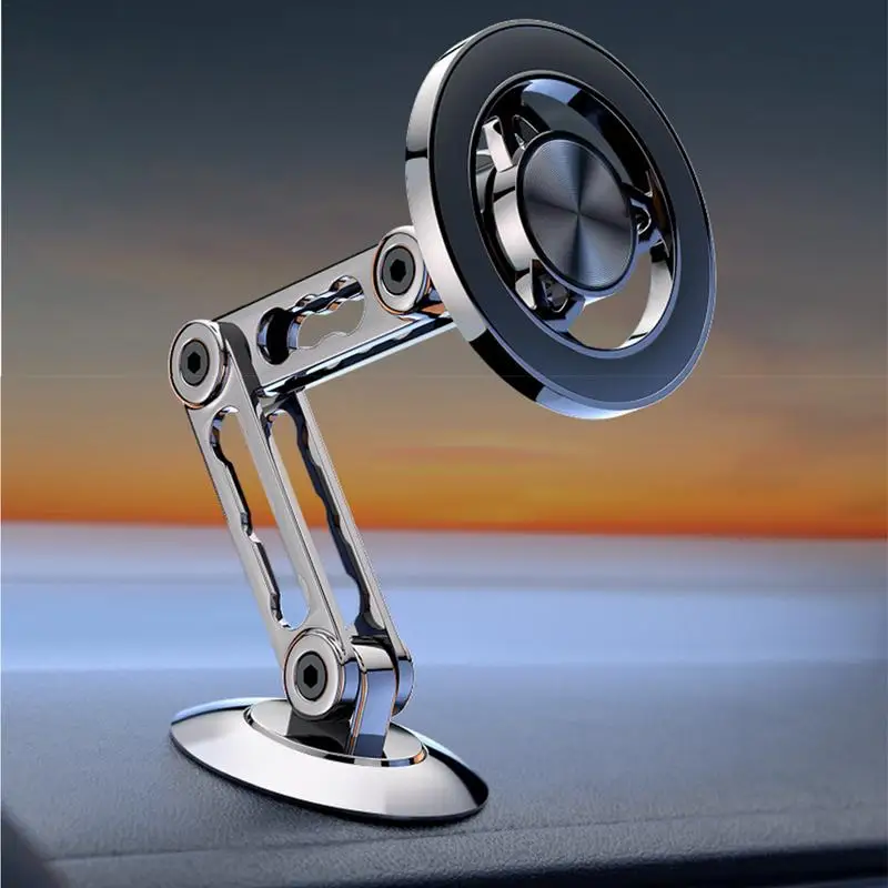 

Magnetic Car Phone Holder Mount Alloy Folding Magnetic Cell Phone Holder 360 Rotation Aluminum Alloy Car Mount Ultra Magnetic