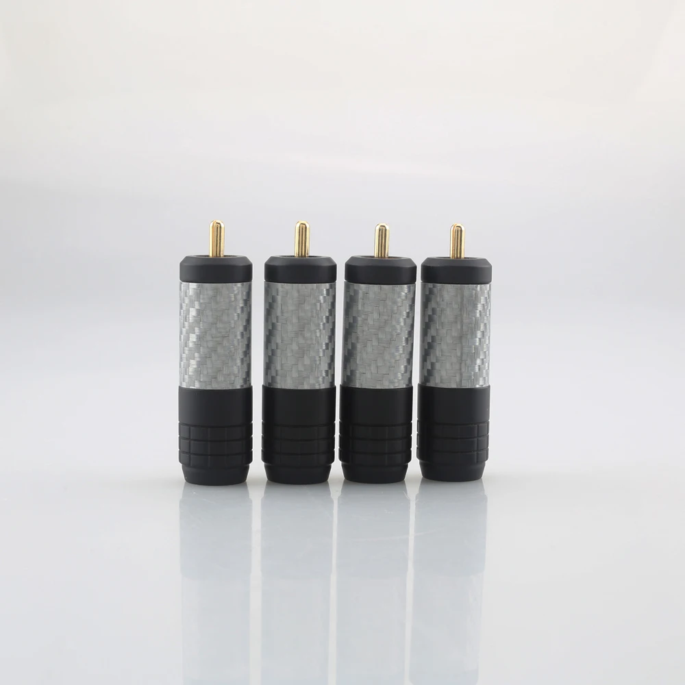 

4PCS Audiocrast CF011G Gold Plated RCA Brass Inset Carbon Fiber RCA PLUGS CONNECTORS RCA Plug RCA PLUG FOR AUDIO CABLE