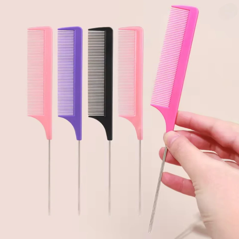 4/8pcs Stainless Steel Pointed Tail Fine Teeth Professional Comb Hair Salon Hair Styling Tool Comb Real Hair Wig Special