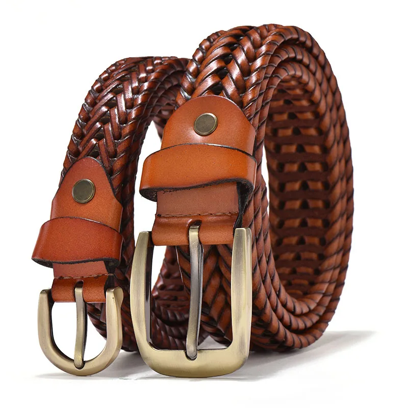 [Meimeier] Hand-Woven Belt Men's Retro Couple Belt Women's Breathable Pin Buckle Pant Belt