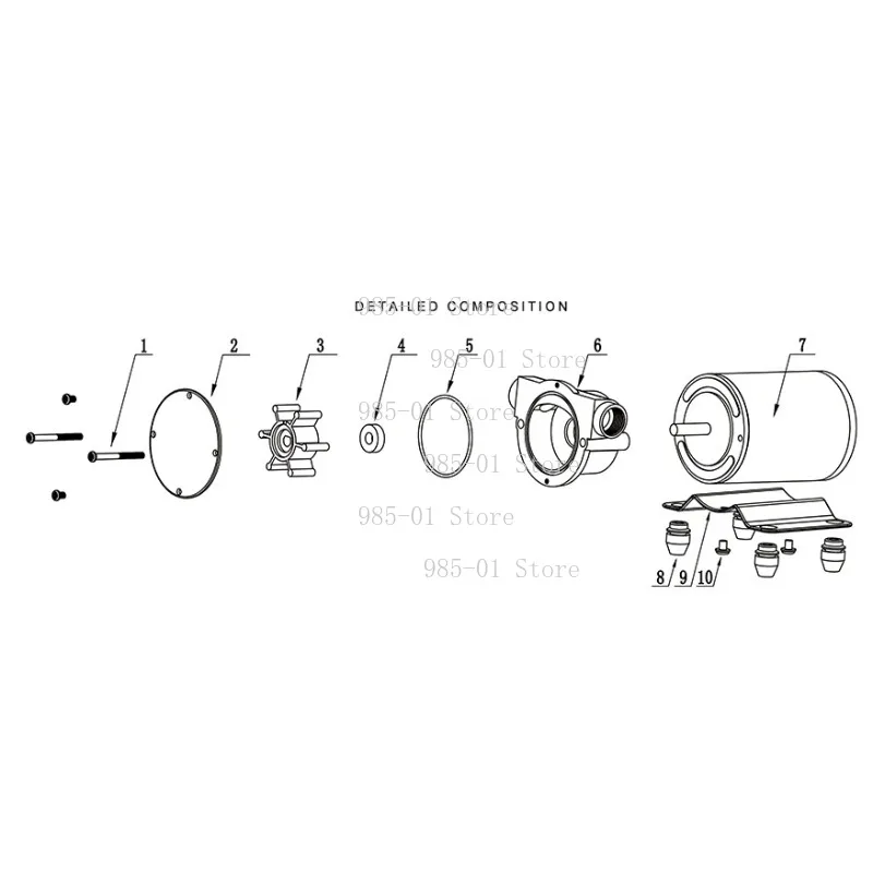 12/24V DC marine self-priming bilge pump, 26LPM flow rate with impeller structure