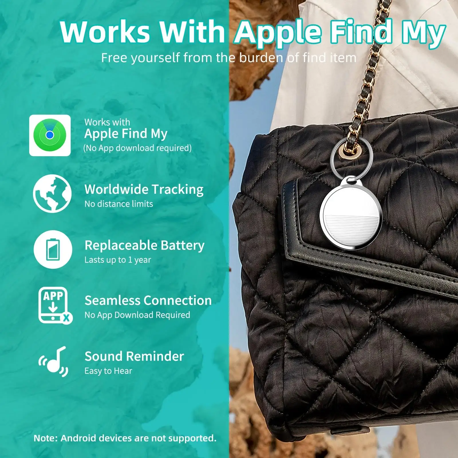 Smart Item Finder Locator GPS Tracker Bluetooth Device Key/Pet/Bag Anti-Lost Tag Reminder Work for AirTag with Apple Find My App