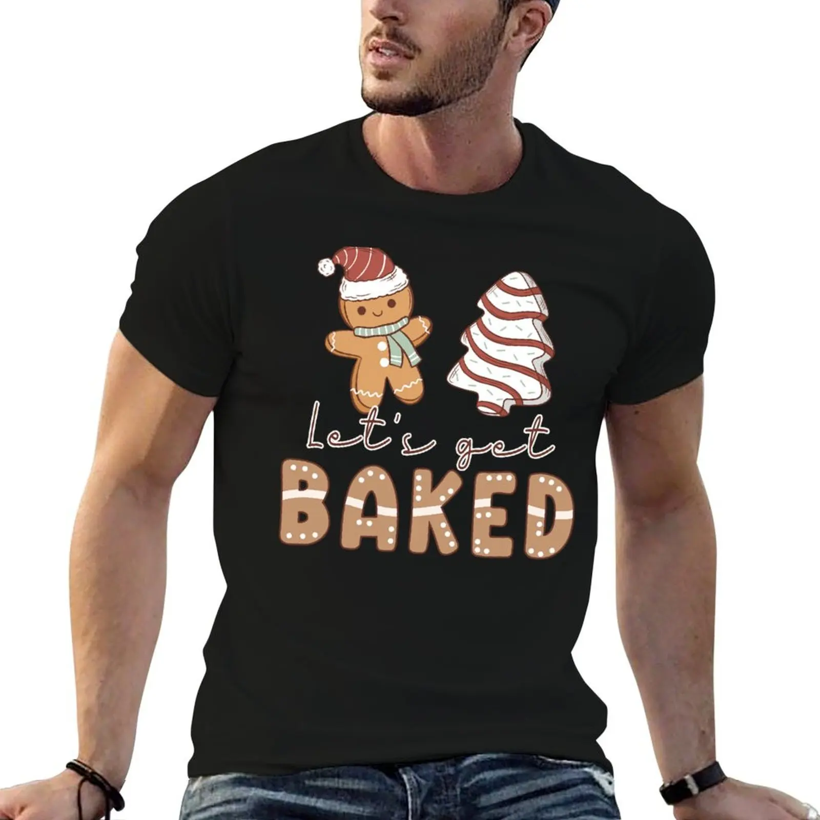 Let's Get Baked Christmas Cookies T-Shirt Thanksgiving Casual Tee