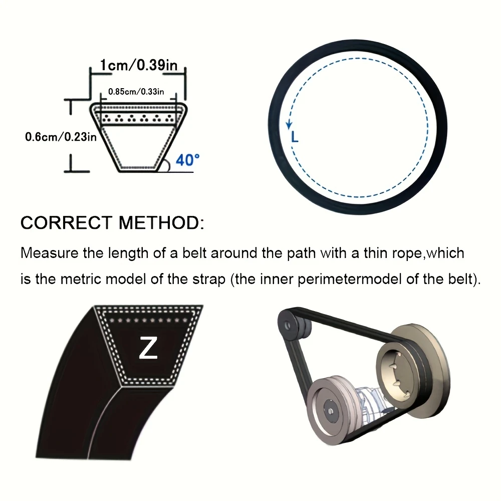 2pcs Z-Type Agricultural Machinery V-Belts, Industrial Triangular Belts Measuring 416Mm to 513Mm for Drive Transmission