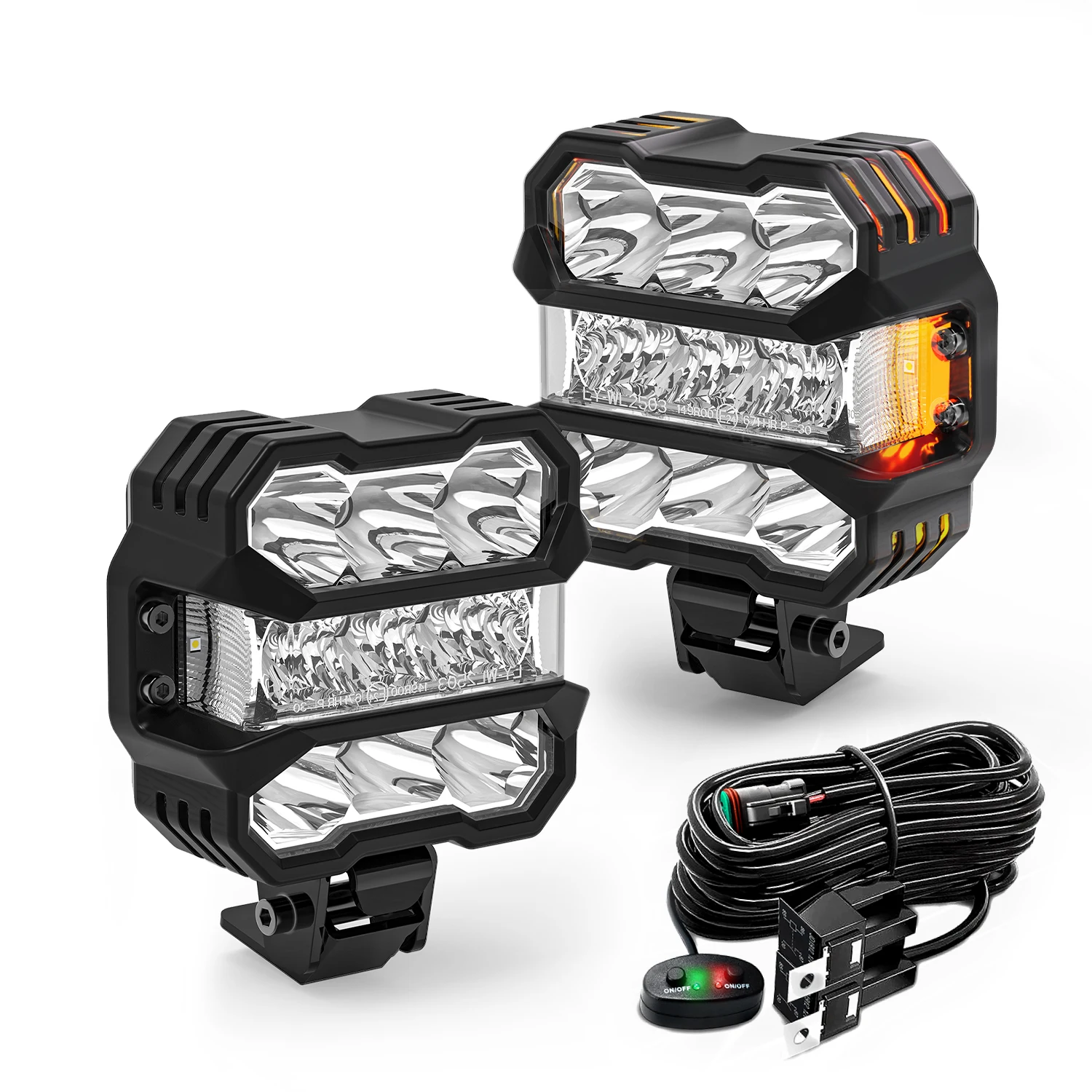 

2pcs LED Work Lights 12V 24V Amber Drl Spot Flood Combo Fog Driving Lights for OffRoad 4x4 Truck Boat ATV UTV Jeep Car Accessory