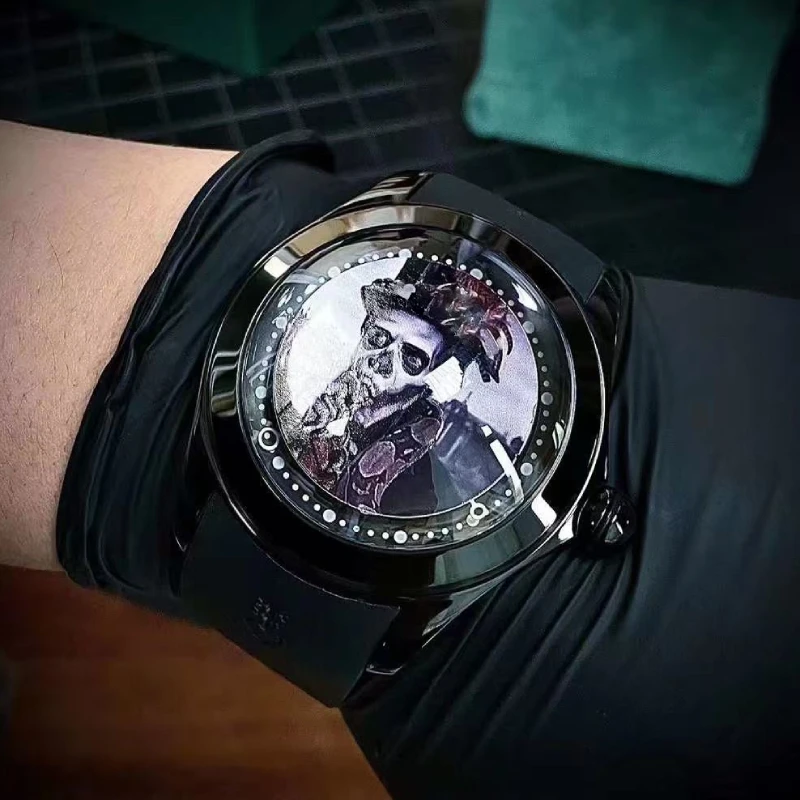 Reloj mecánico para hombre, espejo de burbuja redondo, movimiento de precisión, reloj de moda para hombre, reloj con forma artística